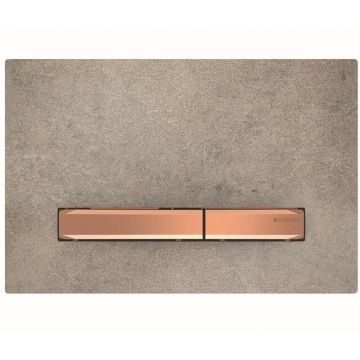 Clapeta cu actionare dubla Geberit Sigma 50 aspect beton cu detalii Rose Gold