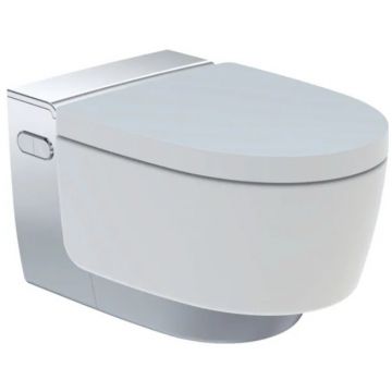 Geberit AquaClean Mera Comfort Set vas WC Rimfree suspendat, capac soft-close electric cu functie de bideu, 39x59 cm, crom
