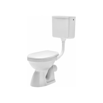Set 3 componente, vas toaleta Easil,Iesire Verticala, Capac, Rezervor Geberit, Cot WC Excentric