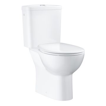 Set complet vas wc Grohe Bau Ceramic cu rezervor asezat si capac detasabil cu inchidere lenta. alb