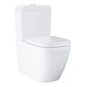 Set vas WC Euro Ceramic 3946200H, montare pe podea, rimless, dubla spalare, alb- 3946200H