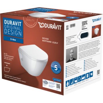 Set vas wc suspendat Duravit D-Neo Compact Rimless si capac cu inchidere lenta la reducere