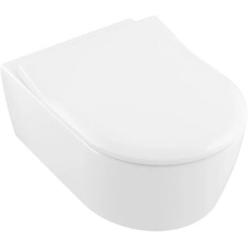 Set vas WC suspendat Villeroy & Boch Avento DirectFlush Ceramic Plus si capac slim cu inchidere lenta alb Alpin la reducere