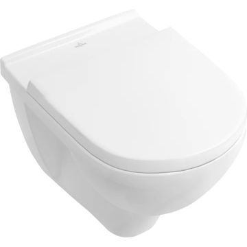 Set vas WC suspendat Villeroy & Boch O.Novo Ceramic Plus 56x36cm Directflush si capac cu Inchidere lenta si QuickRelease alb Alpin la reducere