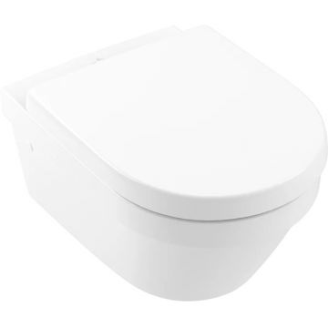 Set vas WC suspendat Villeroy & Boch Omnia Architectura DirectFlush CeramicPlus prinderi ascunse cu capac inchidere lenta alb Alpin