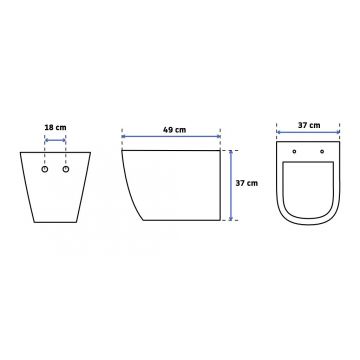 Vas wc Carlo Mini Rimless cu capac softclose negru mat