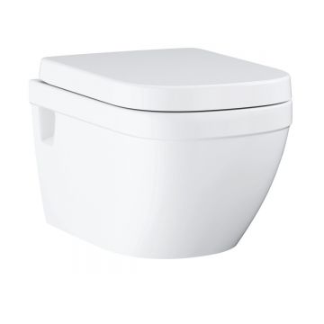 Vas WC Grohe Euro Ceramic, suspendat, capac soft close, rimless, alb - 39703000 la reducere