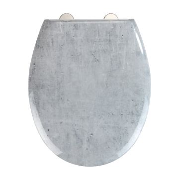 Capac WC cu închidere lentă Wenko Easy Concrete, 44,5 x 37 cm