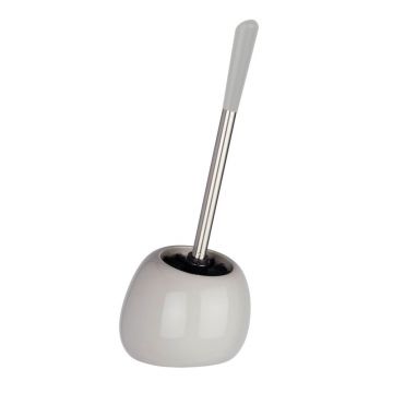 Perie cu suport din ceramică pentru toaletă Wenko Polaris, gri deschis