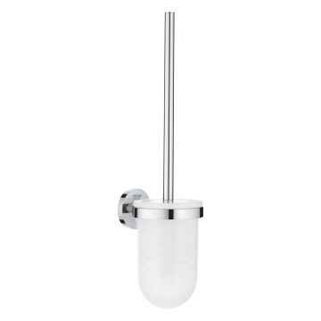 Perie WC Grohe Essentials, metal / sticla, alb, montaj pe perete