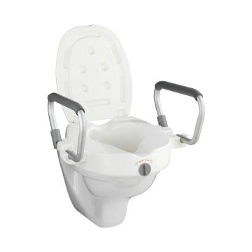 Scaun/capac WC înalt cu cotiere pentru seniori Wenko Secura, 47,5 x 55 cm