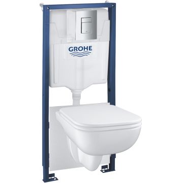 Set complet Grohe Solido 5-in-1 cu vas wc Start Edge si capac rezervor incastrat cu cadru si clapeta Even crom la reducere