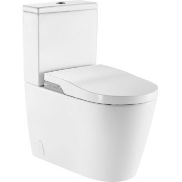 Set complet vas wc Roca Inspira In-Wash Rimless 390x680mm cu functie de bideu cu rezervor asezat si capac inchidere lenta alb la reducere