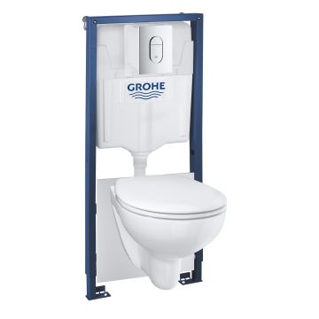 Set rezervor incastrat Grohe Solido 5 in 1, cu vas WC rimless, clapeta si capac, alb