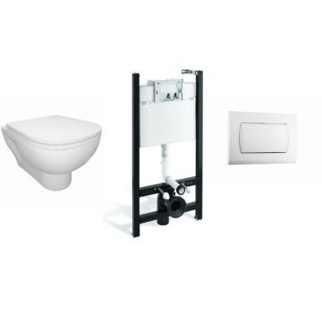 Set rezervor incastrat Roca, WC rimless, clapeta, capac, duroplast, alb, 3/6 L