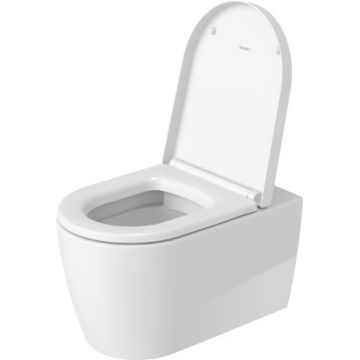 Set vas wc suspendat Duravit ME by Starck Rimless 57x37cm HygieneGlaze si capac cu inchidere lenta la reducere