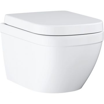 Set vas wc suspendat Grohe Euro Ceramic Rimless si capac cu inchidere lenta Triple Vortex alb