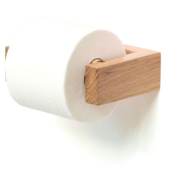 Suport de perete din lemn de stejar pentru hârtie igienică, Wireworks Mezza