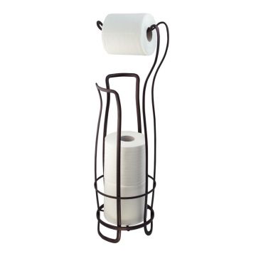 Suport din oțel cu tavă pentru hârtia igienică iDesign, 62,5 cm, bronz