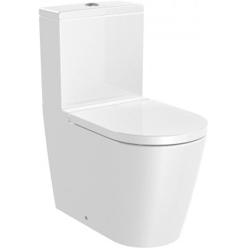 Vas wc Roca Inspira Round Rimless back-to-wall 375x645mm alb la reducere