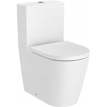 Vas wc Roca Inspira Round Rimless Compact back-to-wall 375x600mm alb mat