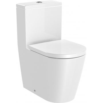 Vas wc Roca Inspira Round Rimless Compact back-to-wall 375x600mm alb