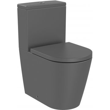 Vas wc Roca Inspira Round Rimless Compact back-to-wall 375x600mm onyx la reducere