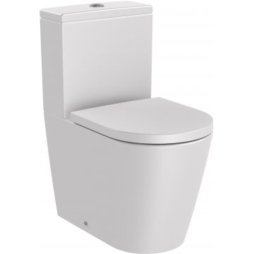 Vas wc Roca Inspira Round Rimless Compact back-to-wall 375x600mm perla la reducere