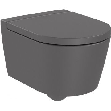 Vas wc suspendat Roca Inspira Round Compact Rimless 370x480cm onyx la reducere