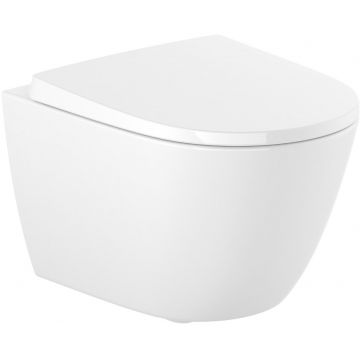 Vas WC suspendat Roca Ona Compact Rimless 48x36cm SupraGlaze alb la reducere