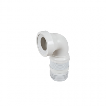 Racord WC Eurociere, flexibil, extensibil, insertie metalica, alb, cot 90°, 33-50 cm