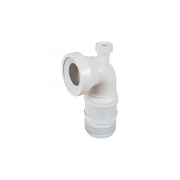 Racord WC Eurociere, flexibil, extensibil, insertie metalica, alb, cot 90°, 34-38 cm