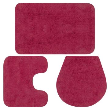 Set covorașe baie 3 piese fucsia textil