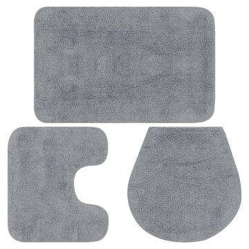 Set covorașe baie 3 piese gri material textil