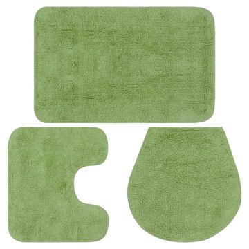 Set covorașe baie 3 piese verde textil