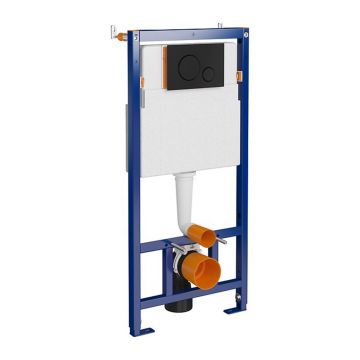 Set rezervor WC cu cadru incastrat Cersanit Tech Line Opti B651 si clapeta de actionare B2 negru mat