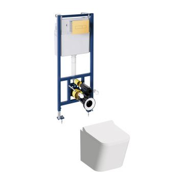 Set WC 4 in 1 incastrat Omnires Fontana alb /auriu