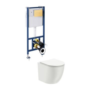 Set WC 4 in 1 incastrat Omnires Ottawa alb /auriu