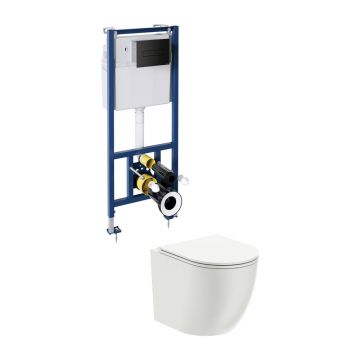 Set WC 4 in 1 incastrat Omnires Ottawa alb /negru mat