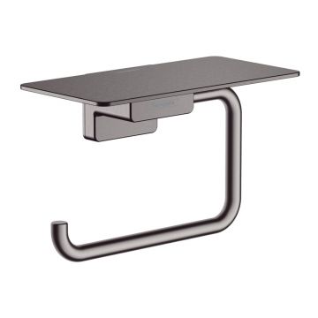 Suport hartie igienica cu raft Hansgrohe AddStoris negru - crom periat