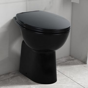 Vas WC fără ramă inchidere silențioasă + 7 cm negru ceramică