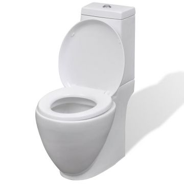 Vas WC toaletă de baie alb ceramică rotund flux inferior