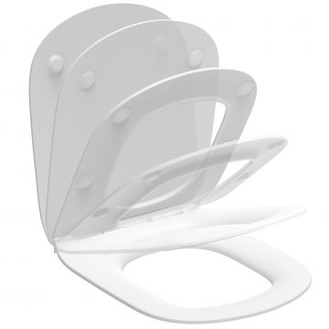Capac WC Ideal Standard Tesi slim cu inchidere lenta alb mat