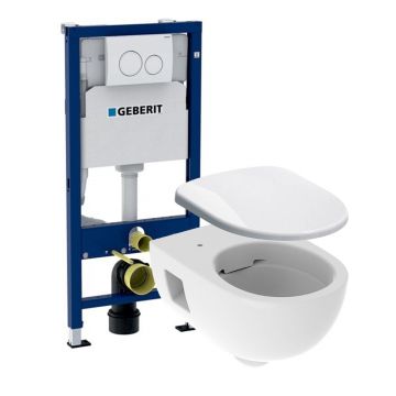 Pachet rezervor WC cu cadru incastrat Geberit Duofix si vas wc suspendat Geberit Selnova si capac wc softclose Geberit Selnova