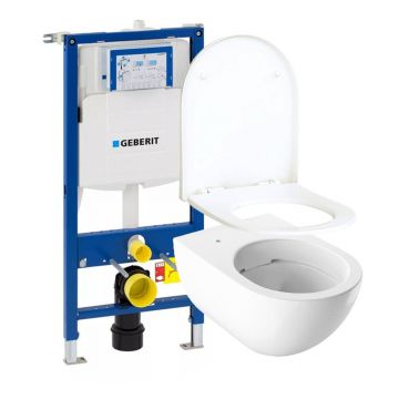 Pachet rezervor wc cu cadru incastrat Geberit Duofix Sigma si vas wc suspendat Geberit Acanto si capac wc Geberit Acanto