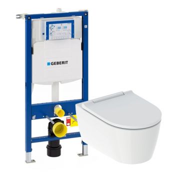 Pachet vas wc suspendat Geberit One TurboFlush si rezervor wc cu cadru incastrat Geberit Duofix Sigma UP320