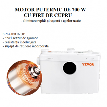 Pompa cu tocător si capac de inspecție,model Vevor,700w