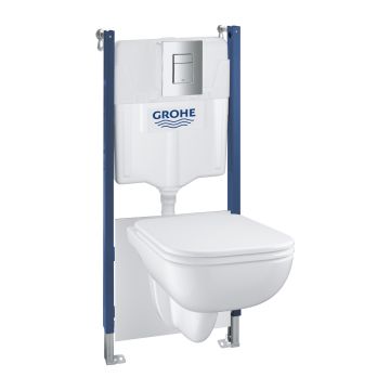 Set complet Grohe Solido Compact 5in1 cu vas wc Start Edge cu capac rezervor incastrat cu cadru si clapeta Even crom la reducere