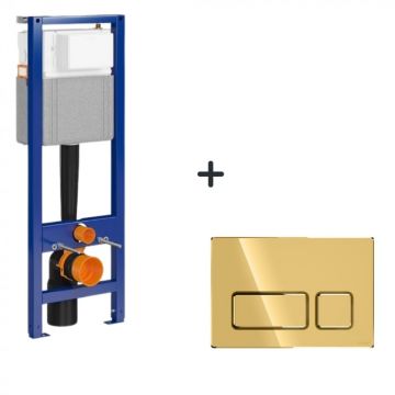 Set rezervor incastrat si clapeta auriu lucios Cersanit Block