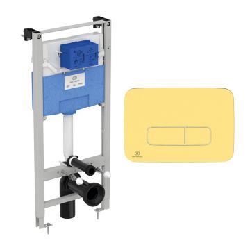 Set rezervor WC cu cadru Ideal Standard ProSys si clapeta Oleas M3 auriu periat